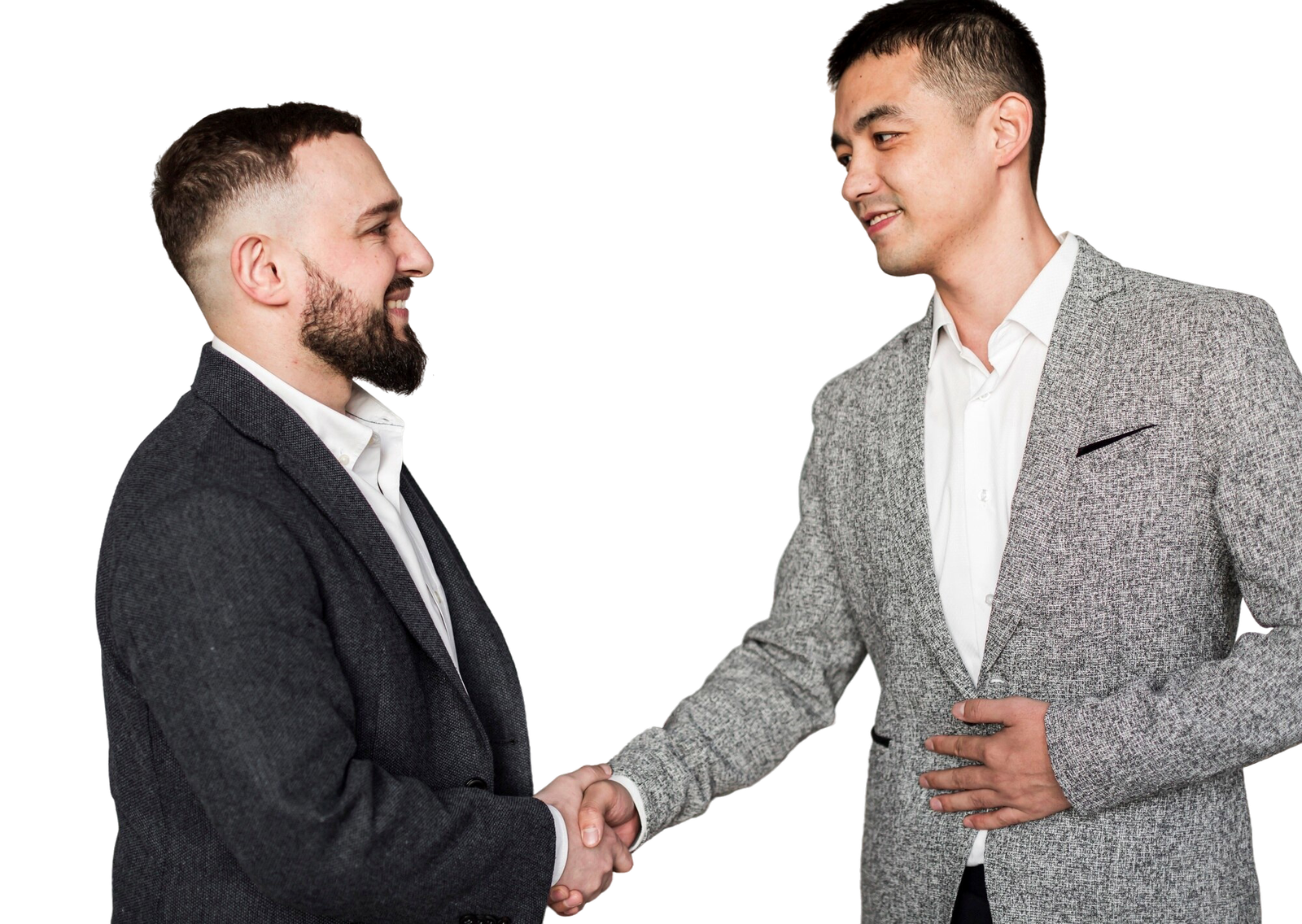 front view business men talking